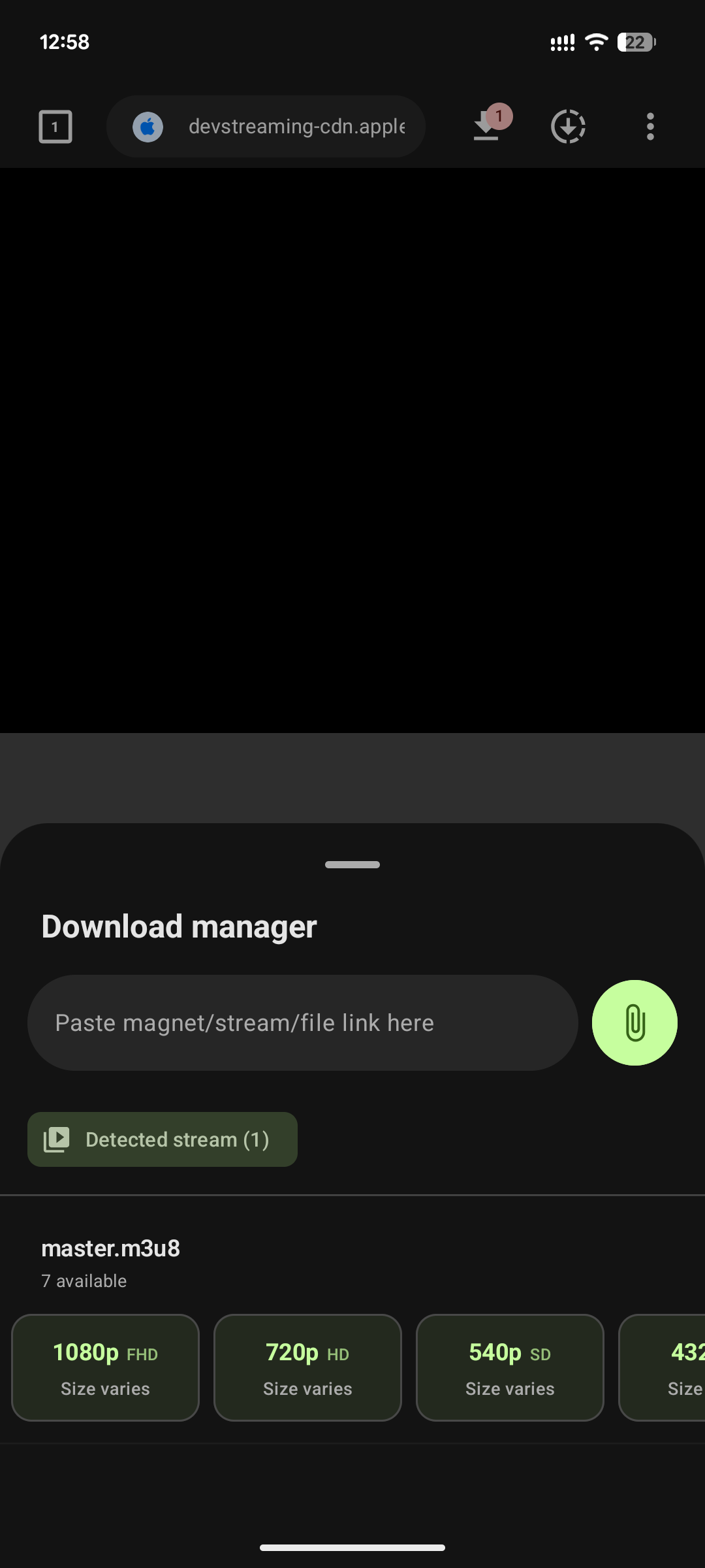 Download menu